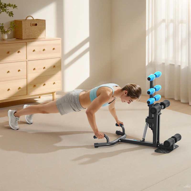 Treino em casa com aparelho de agachamento