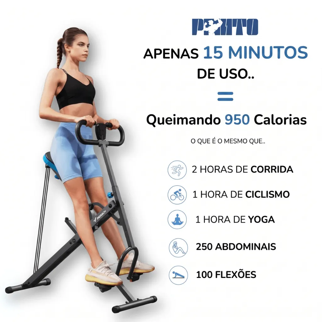 Imagem promocional mostrando treino de 15 minutos com o aparelho