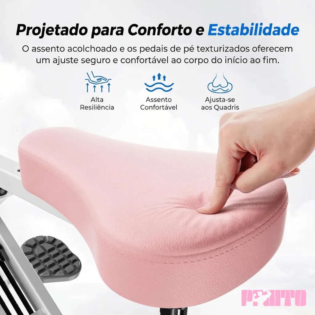 Imagem de detalhe do assento acolchoado do aparelho